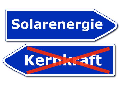 solar or renewabel power and energy concept with sign isolated on white background