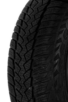 A fragment of the tire tread, isolated on a white background