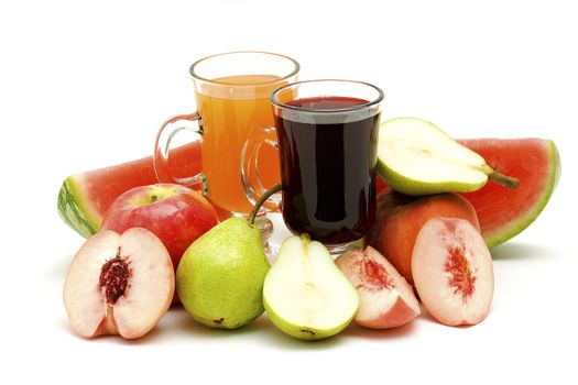 fruit juice and some fresh fruits
