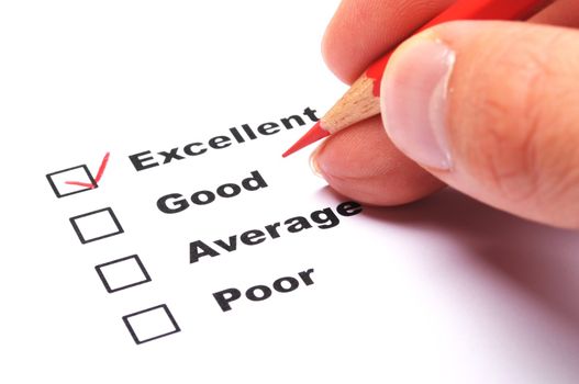 customer satisfaction survey form with checkbox showing marketing concept