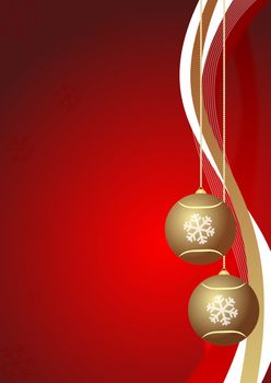 red christmas decoration with golden baubles