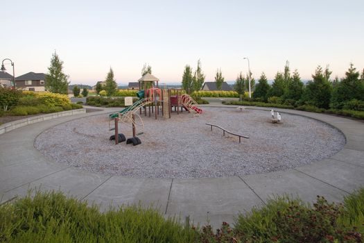 Neighborhood Public Park Children's Circular Playground in Suburban Area