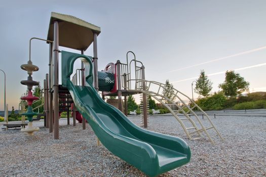 Neighborhood Public Park Children's Playground Gym Structure in Suburban Area