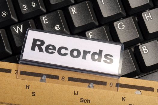 records word on business folder index showing office concept