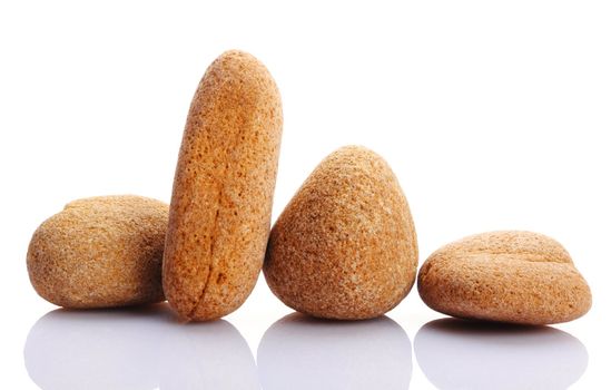 pebbles showing spa or zen stone garden concept isolated on white