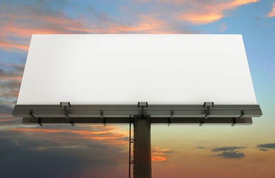 3d blank billboard ready to fill with a sunset sky behind