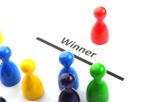 business success or winner concept with pawns on white