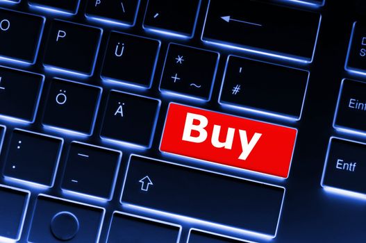 buy key on keyboard showing ecommerce or commerce concept