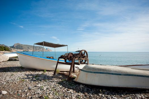 Traditional fishing boats ashore