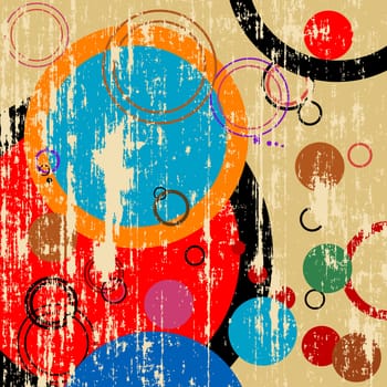 Grunge retro circles background, retro art