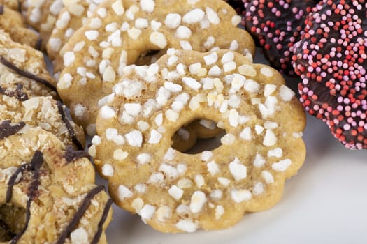 Close up of assortment of cookies.