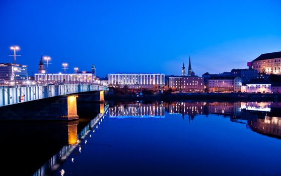 Danube River in the Blue Hour taken in Linz, Austria