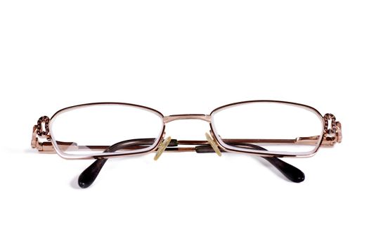 Closeup view of glasses isolated on the white