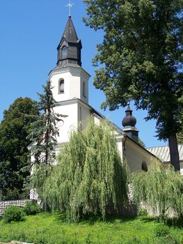 church on the hill in summer