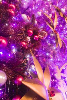 christmas background with ball and flower 