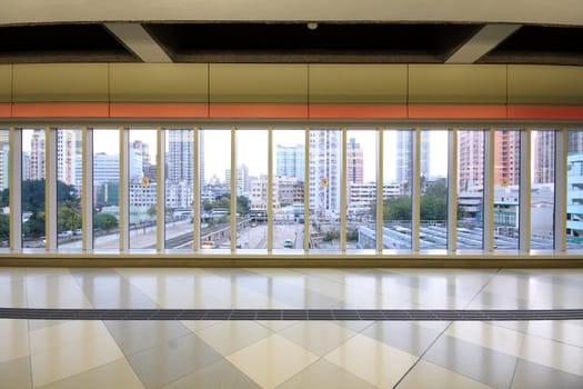 walkway of the glass wall