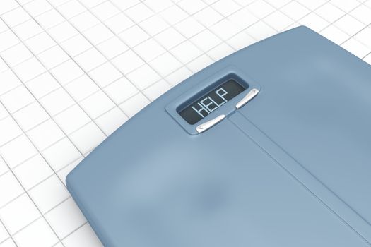 Weight scale with word HELP on display 