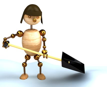 wood man yard keeper 3d rendered