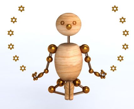 wood man meditation 3d rendered for web