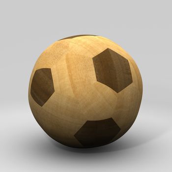 wooden soccer ball 3d rendered for web