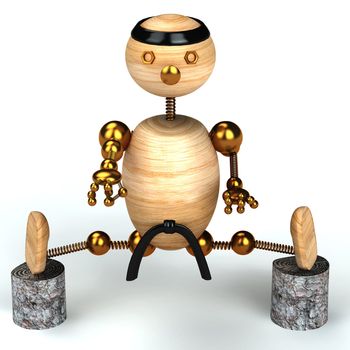 karate wood man 3d rendered for web and commercial