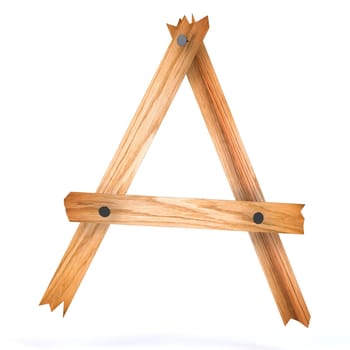 wooden letter a 3d rendered for web