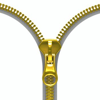 Zipper on white background. Isolated 3D image