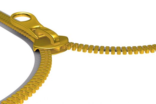 Zipper on white background. Isolated 3D image