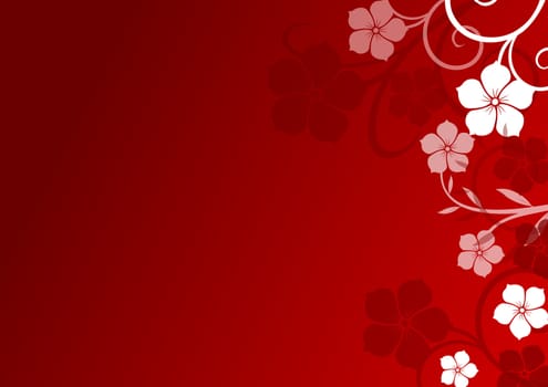red floral background