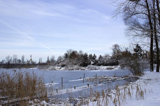 winter landscape with frozen lake