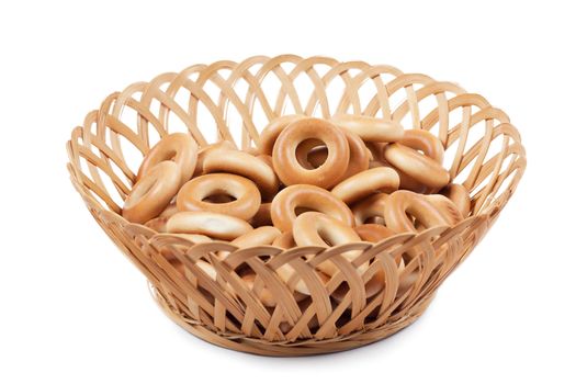 A heap of ring-shaped bread in the basket