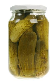 A jar of pickles isolaed on white backgorund