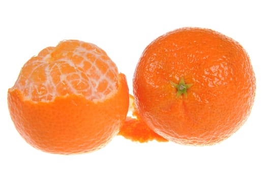 A couple of tangerines isolated on white background