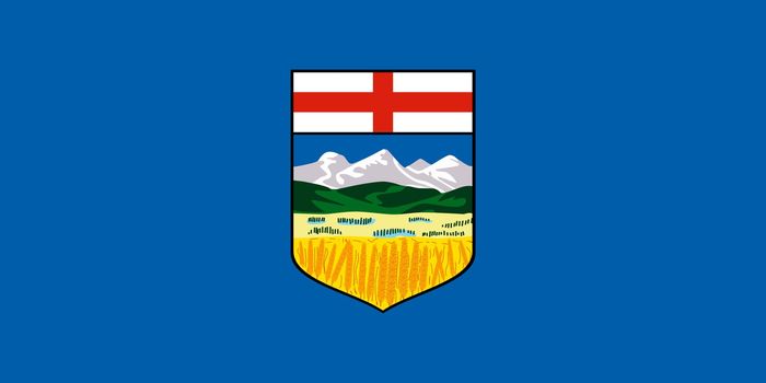 Illustration of Canadian state of Alberta flag, Canada.