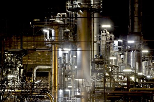 Oil refinery factory at Night