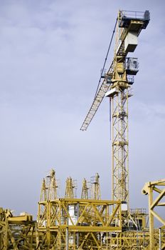 Fragmented and a mounted Cranes with Copyspace