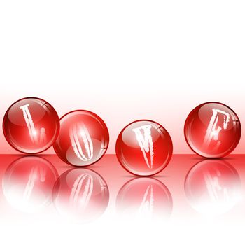 love glossy red balls over white