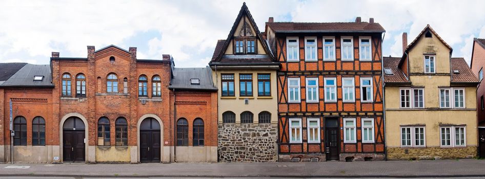 Idyllic city Hann Münden in Germany and river Fulda, famous for his beautiful half-timbered architecture