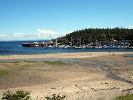 Tadoussac's harbor and beach in quebec