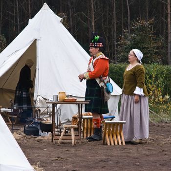 AUSTERLITZ, THE NETHERLANDS, OCTOBER 12, 2008 � History enthusiasts take part in the replay of the inspection of the troops by Louis Napol�on , king of Holland from 1806-1810. The Scottish