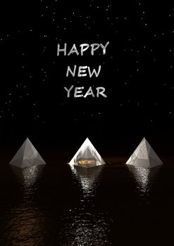 happy new year 2011 pyramids white