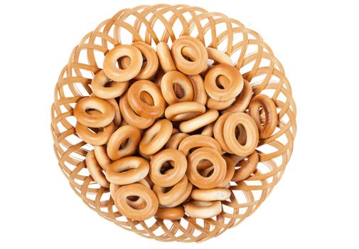 A heap of ring-shaped bread in the basket