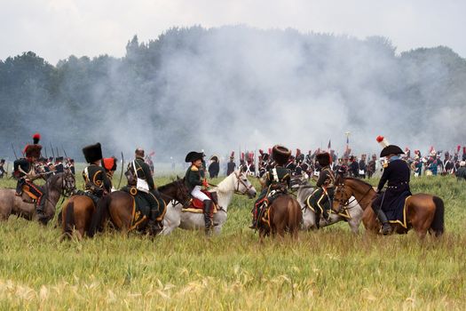 WATERLOO, BELGIUM, JUNE 21, 2009 - History enthusiasts from 24 countries  take part in the re-enactment of the battle of Waterloo that in 1815 ended Napoleon's imperial dream. Napoleon