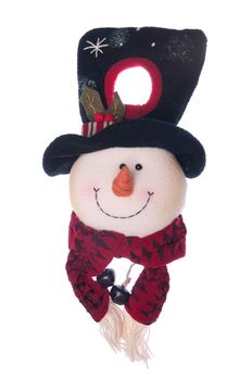 Christmas snowman door hanger (isolated on white background)