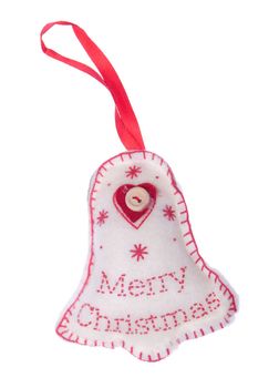 Merry Christmas wishes, tree hanger decoration (isolated on white background)