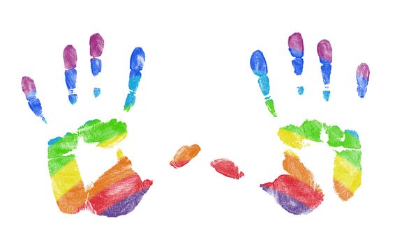 Hand Prints With Rainbow Colors Showing Through