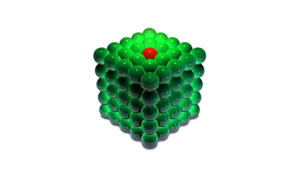 Three Dimensional Cube Made Up Of 125 Spheres