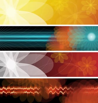 Four Flower Based Background Banner (4000px x 1000px each)