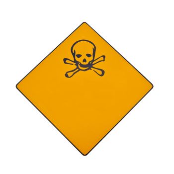 Skull and crossbones warning sign isolated on white with lots of copyspace for your message.