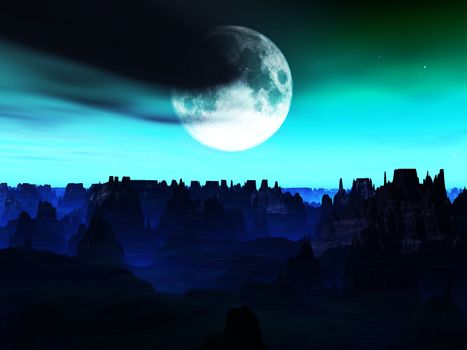 A landscape on a remote alien world.